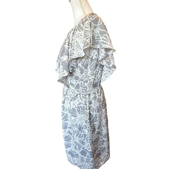 Melonie T Women's Dress Size 8 Grey White Washable Flutter Sleeves NEW - Picture 5 of 13